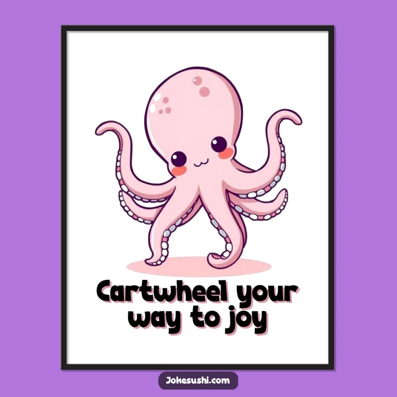 Free Printable Kawaii Octopus Cartwheel Wall Art - Funny Downloadable Decor!