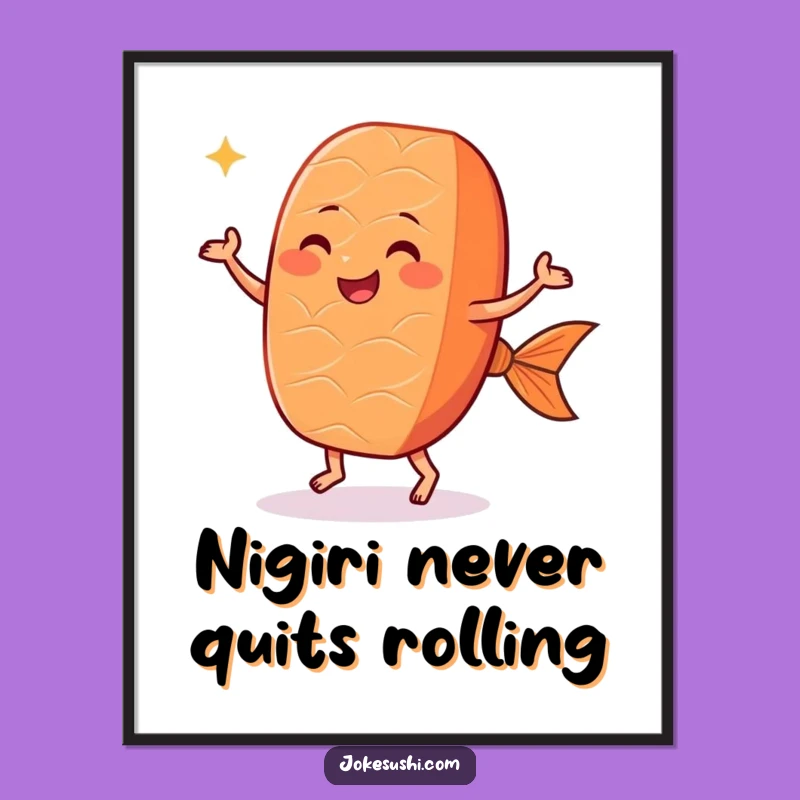 Free Printable Wall Art: Dancing Sushi Nigiri Funny Food Art Download