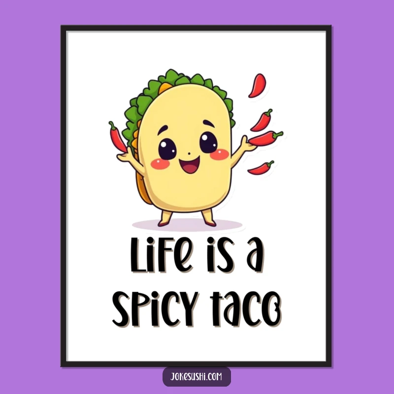 Free Printable Wall Art: Juggling Taco - Funny Downloadable Art