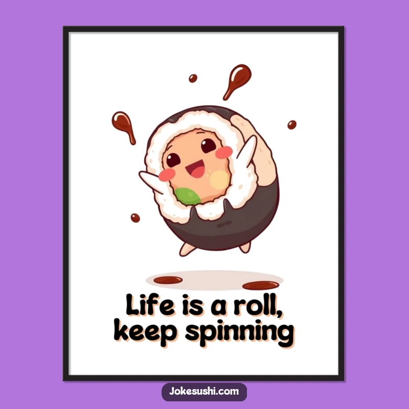 Funny Free Printable Wall Art: Sushi Roll Cartwheel Action Art