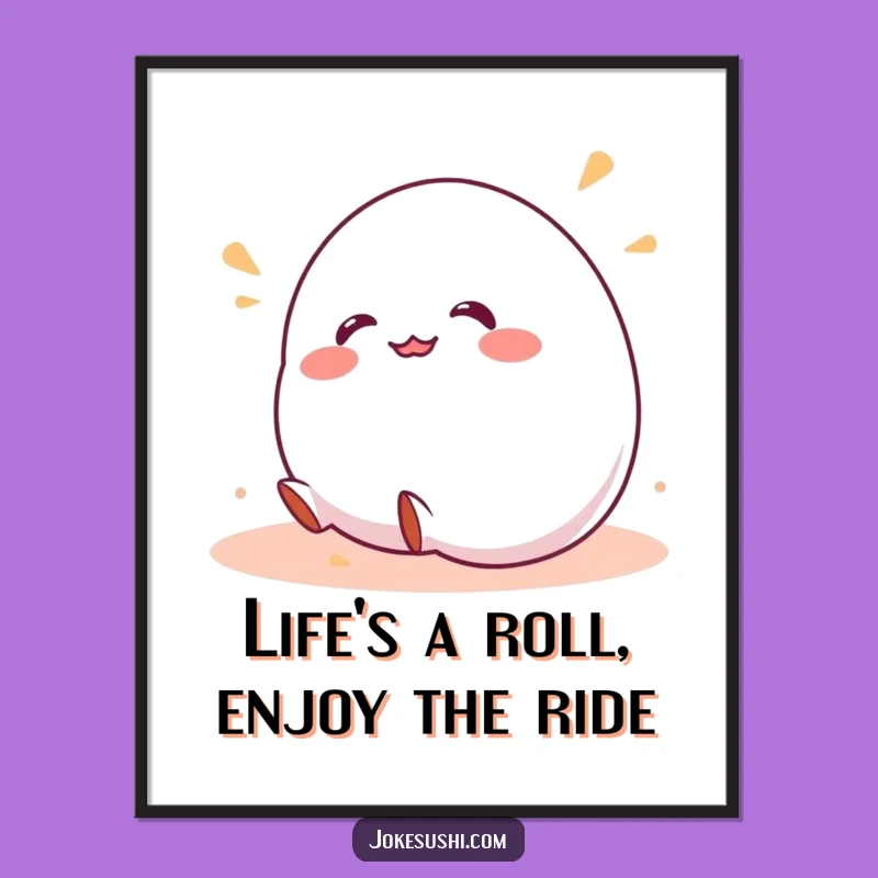 Funny Free Printable Wall Art: Wobbly Mochi, Rolling Downhill Downloadable Decor
