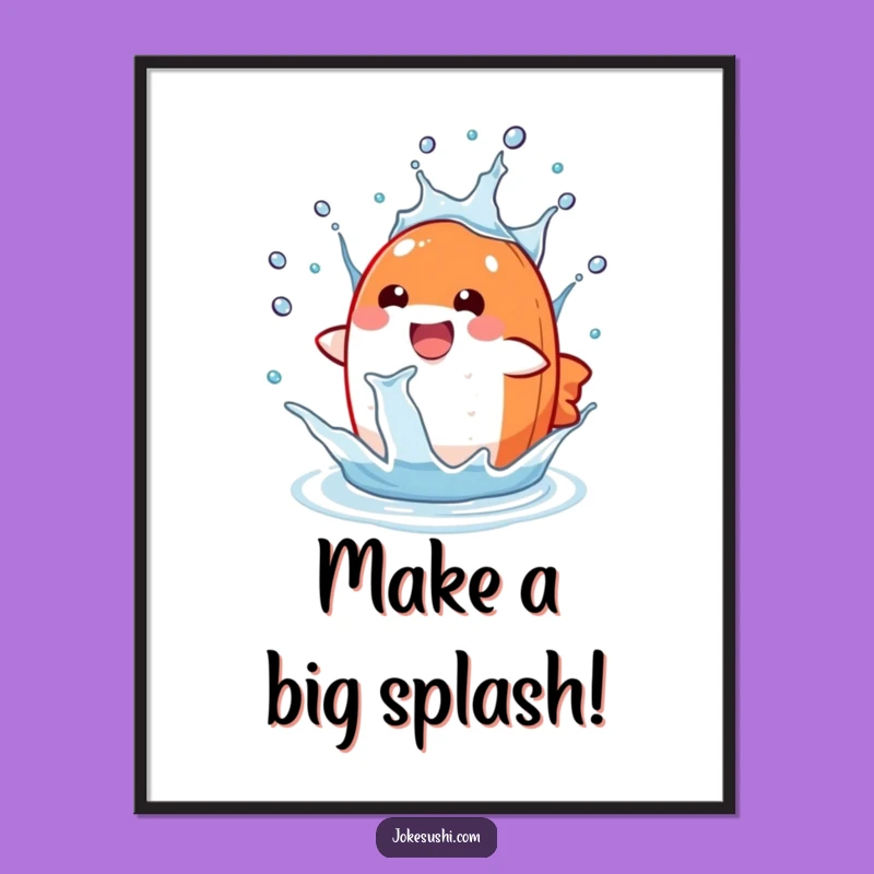 Free Printable Wall Art: Salmon Nigiri Splash for Whimsical Downloadable Home Decor