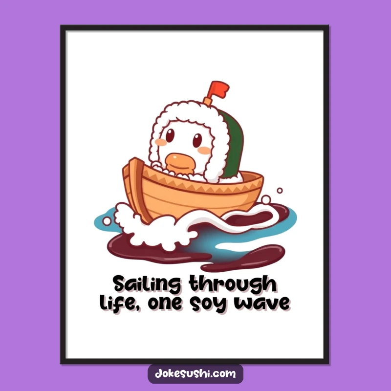 Free Printable Sushi Boat Wall Art - Funny Foodie Downloadable Decor for Kitchen