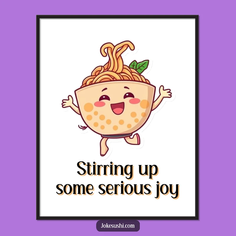 Free Printable Funny Ramen Wall Art - Cheerful Dancing Bowl Decor