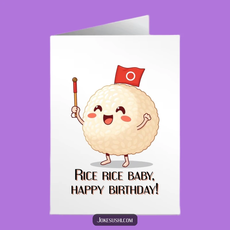 Free Printable Birthday Card: Cheerful Rice Ball Flag - Funny Downloadable Gift