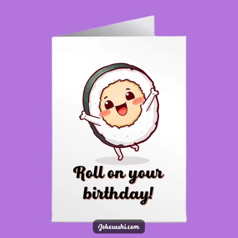 Free Printable Birthday Card: Funny Sushi Cartwheel Design for a Hilarious Downloadable Gift