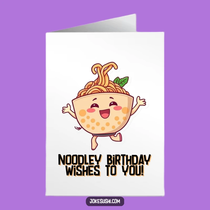 Free Printable Funny Ramen Birthday Card - Cheerful Dancing Bowl for Fun!