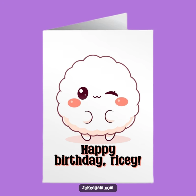 Free Printable Birthday Card: Playful Rice Ball Downloadable Greeting