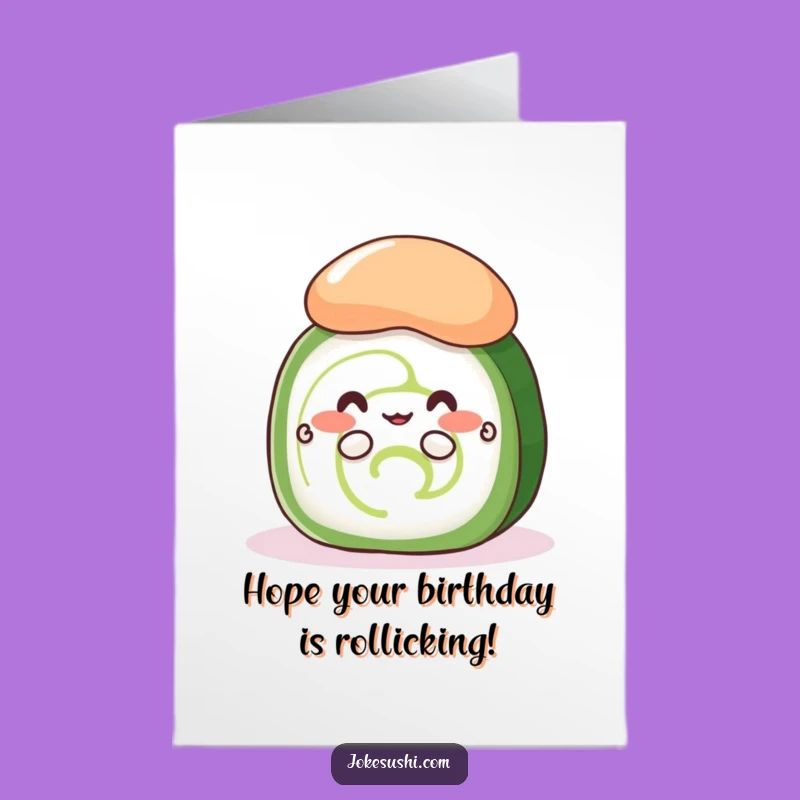 Free Printable Birthday Card: Shy Cucumber Roll Funny Sushi Surprise