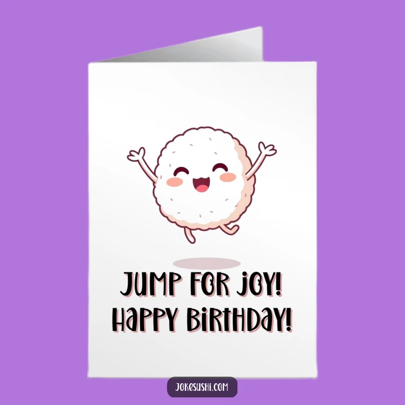 Free Printable Birthday Card: Happy Rice Ball Jumps - Fun & Energetic DIY Gift!