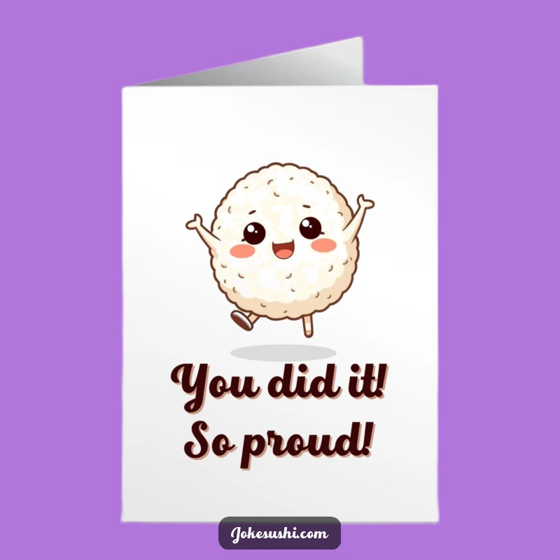 Free Printable Congrats Card: Energetic Rice Ball Cartwheel, Your DIY Downloadable Gift