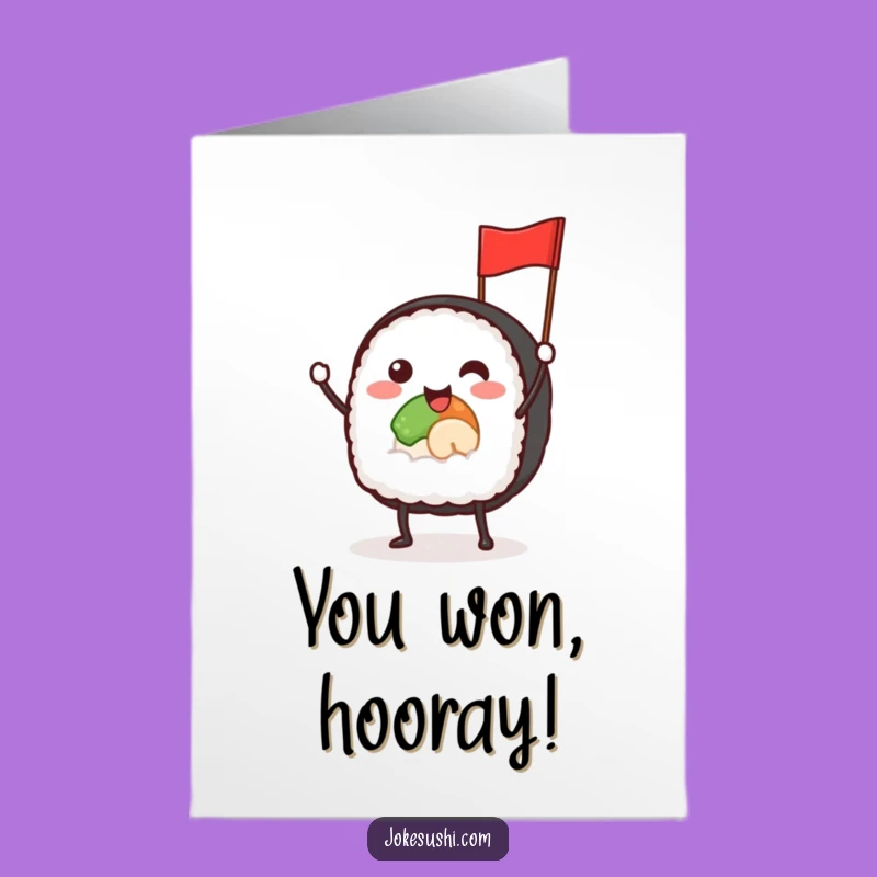 Free Printable Congrats Card: Happy Sushi Waving Flag - Funny Downloadable
