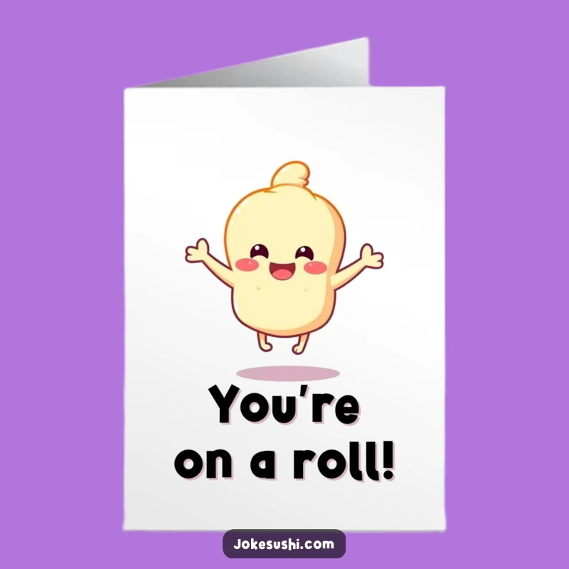 Free Printable Congrats Card: Happy Tempura Character - Funny Downloadable Gift for Bouncing Success!