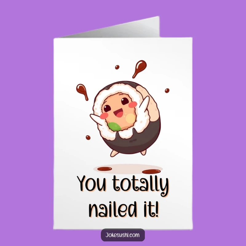 Free Printable Congrats Card: Sushi Roll Cartwheel Splash