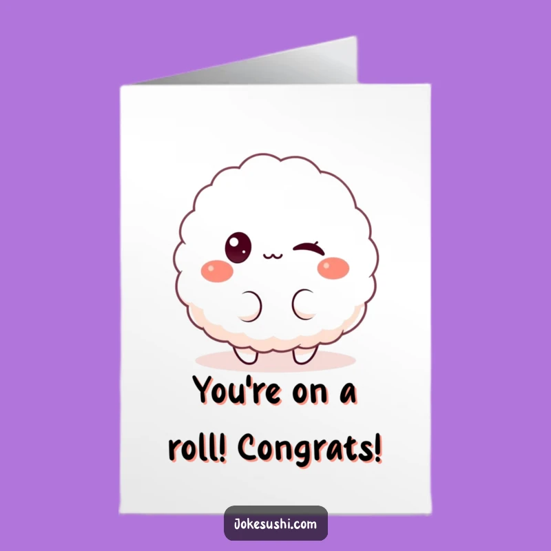 Free Printable Congrats Card: Winking Rice Ball Downloadable Greeting