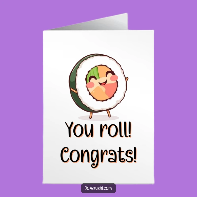 Free Printable Congrats Card: Sushi Roll Cartwheel Celebration - Energetic DIY Fun!