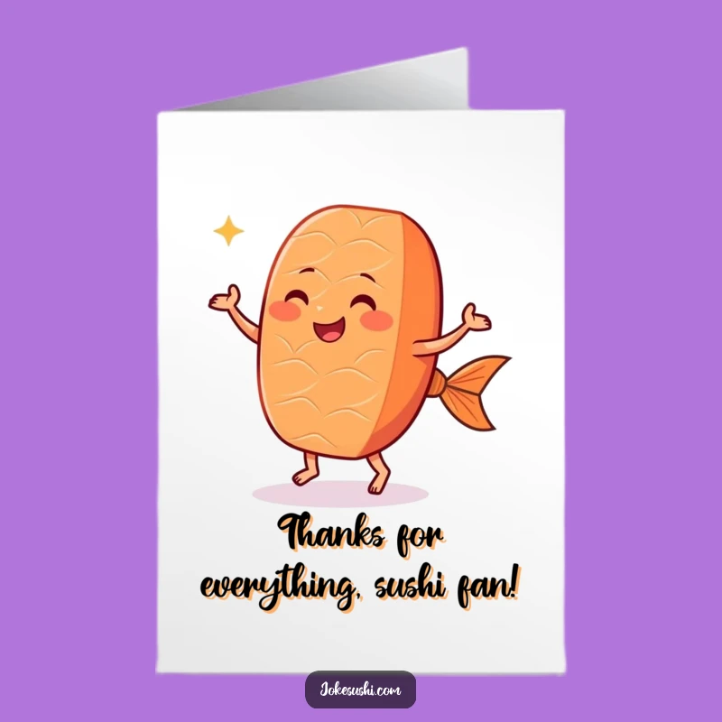 Free Printable Thank You Card: Dancing Salmon Nigiri Sushi Humor Download