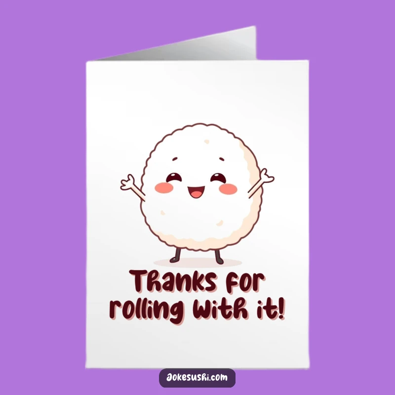 Free Printable Thank You Card: Funny Rice Ball Dancer, Charming Downloadable Gift