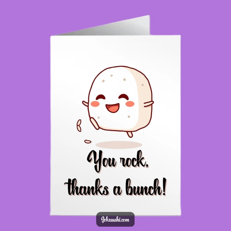 Funny Free Printable Thank You Card: Onigiri's Grateful Kick - Downloadable Gift