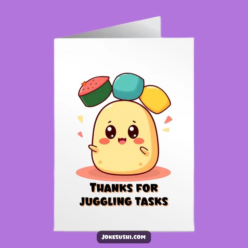 Free Printable Thank You Card: Tamagoyaki Juggling Thanks - Cheerful DIY Gratitude!