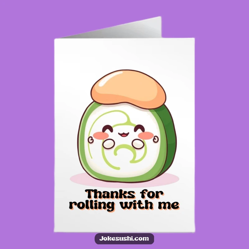 Free Printable Thank You Card: Shy Sushi Roll Funny Gratitude Download