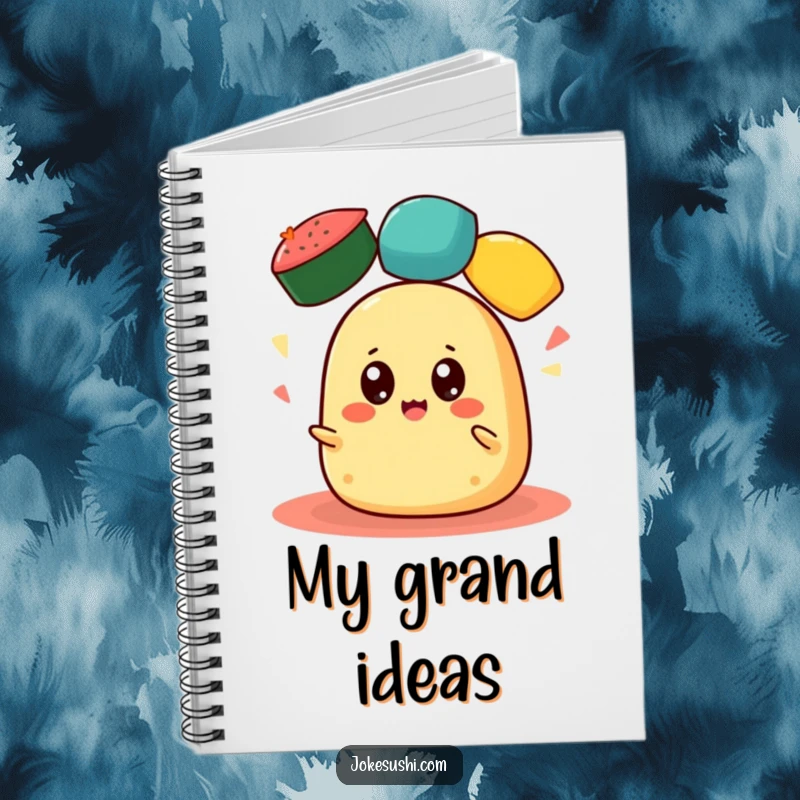 Funny Tamagoyaki Notebook: A cheerful tamagoyaki with big eyes juggles colorful roe, perfect for capturing bright ideas and notes.