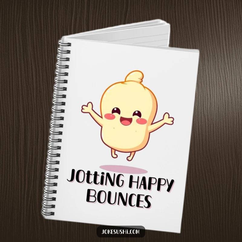Funny Tempura Notebook: Happy tempura character bouncing with joy on tiny legs, ideal for journaling and capturing funny, happy thoughts.