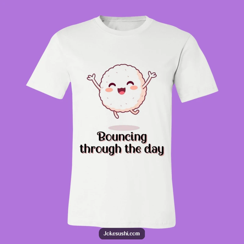 Funny Rice Ball Jump T-Shirt: Happy Character's Fun - Unique 'Funny Gift'