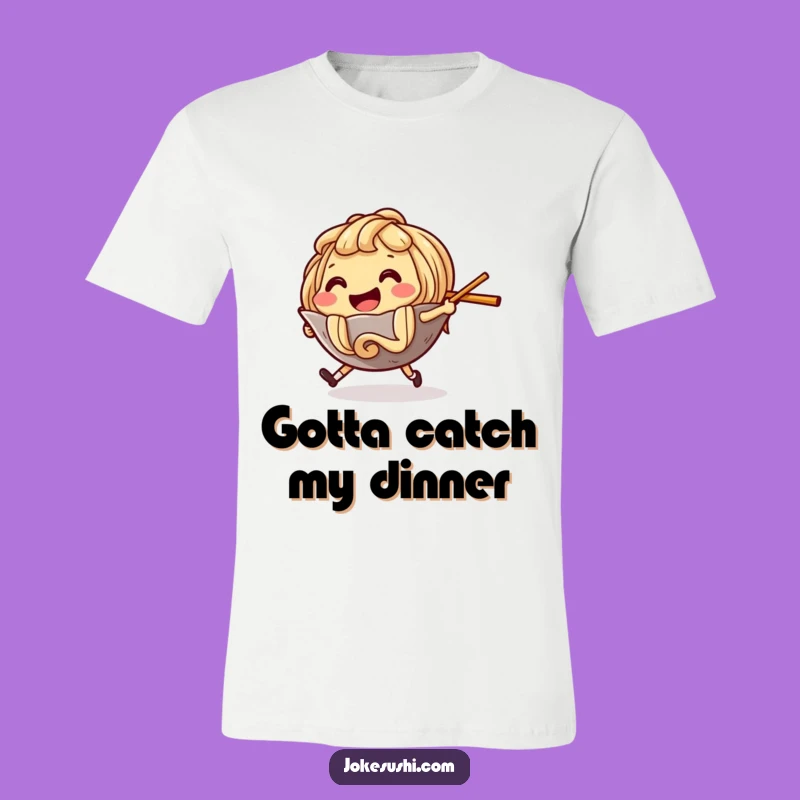 Funny Ramen Noodle T-Shirt: Chase Fun with This Playful Noodle Character Tee