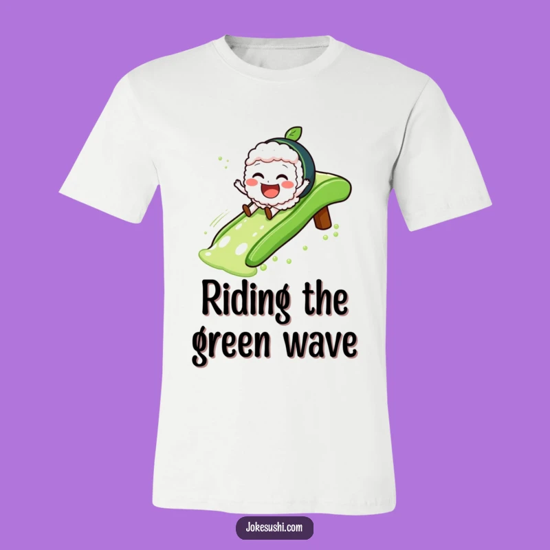 Funny Sushi Slide T-Shirt: Embrace Glee with This Playful Sushi Character Tee