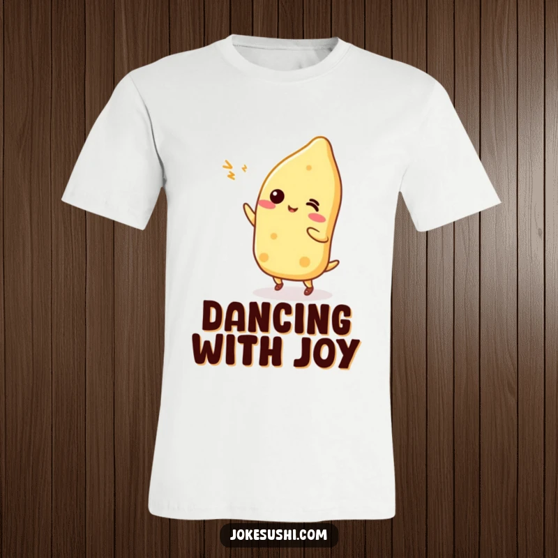 Funny Tamagoyaki character with legs doing a silly dance on a t-shirt, embodying pure, unadulterated foodie fun.