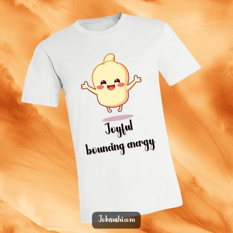 Funny Tempura T-Shirt: Happy tempura character bouncing with joy on tiny legs, showcasing pure delight and a perfect funny gift.