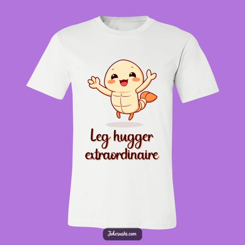 Funny Tempura Shrimp T-Shirt: Joyful Waving Character, Premium Funny Gift Tee