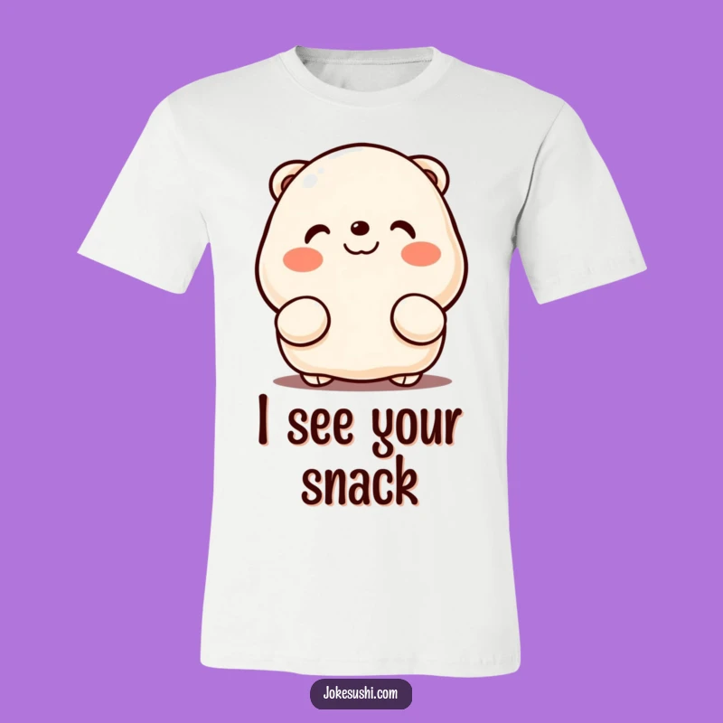 Funny Dumpling Peeking T-Shirt - Cute Kawaii Cartoon Tee for Foodie Friends