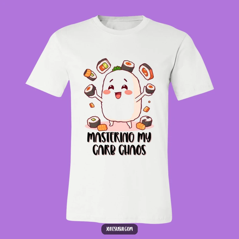 Funny T-Shirt: Cheerful Onigiri Juggling Sushi, Hilarious Gift For Japanese Food Fans