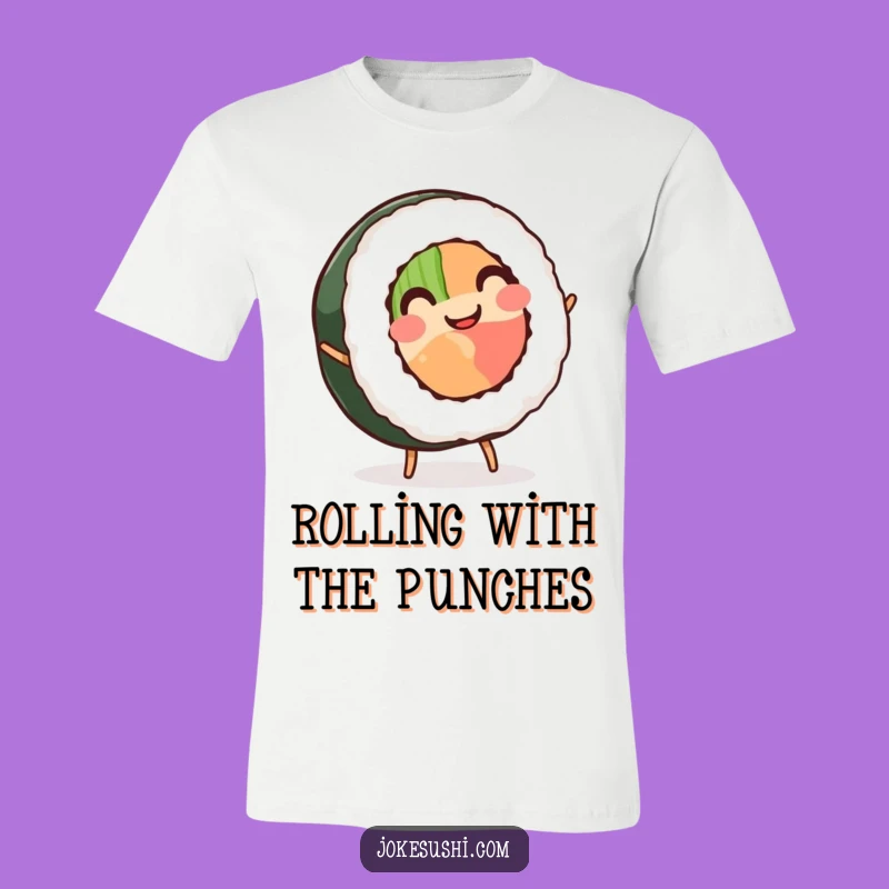 Funny Sushi Cartwheel T-Shirt: Smiling Roll's Acrobatics - Unique 'Funny Gift'