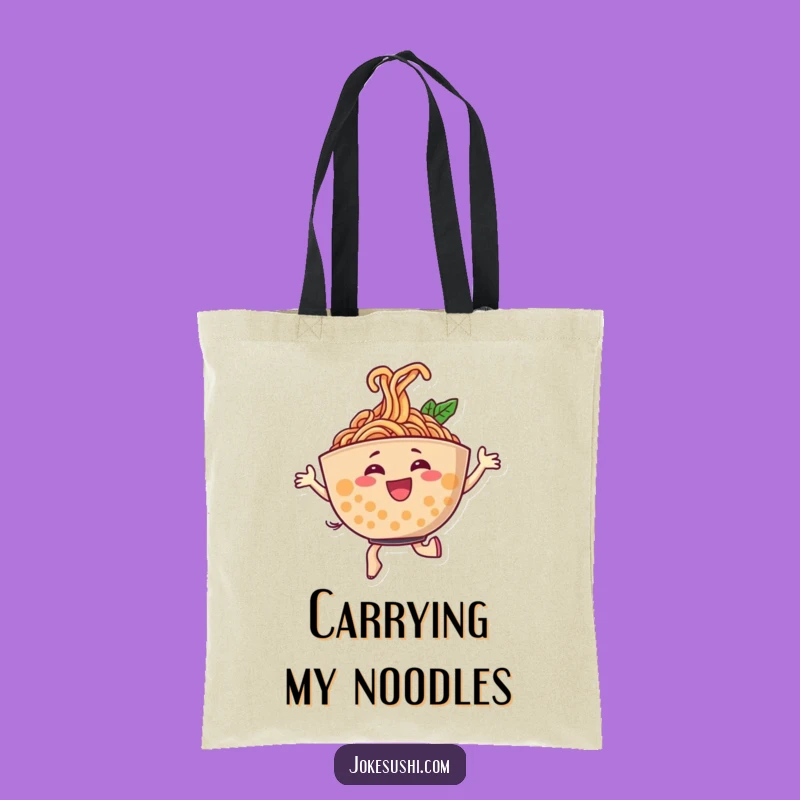 Funny Ramen Tote Bag - Cheerful Dancing Character Carry-All