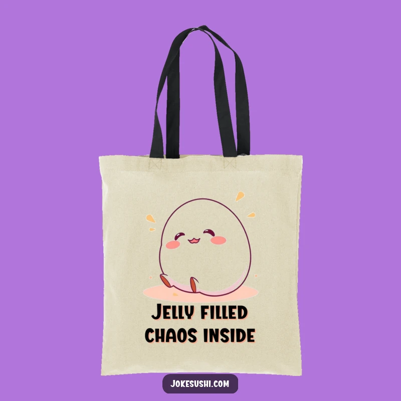 Funny Tote Bag: Wobbly Mochi Rolling Downhill Design, Practical & Hilarious Gift